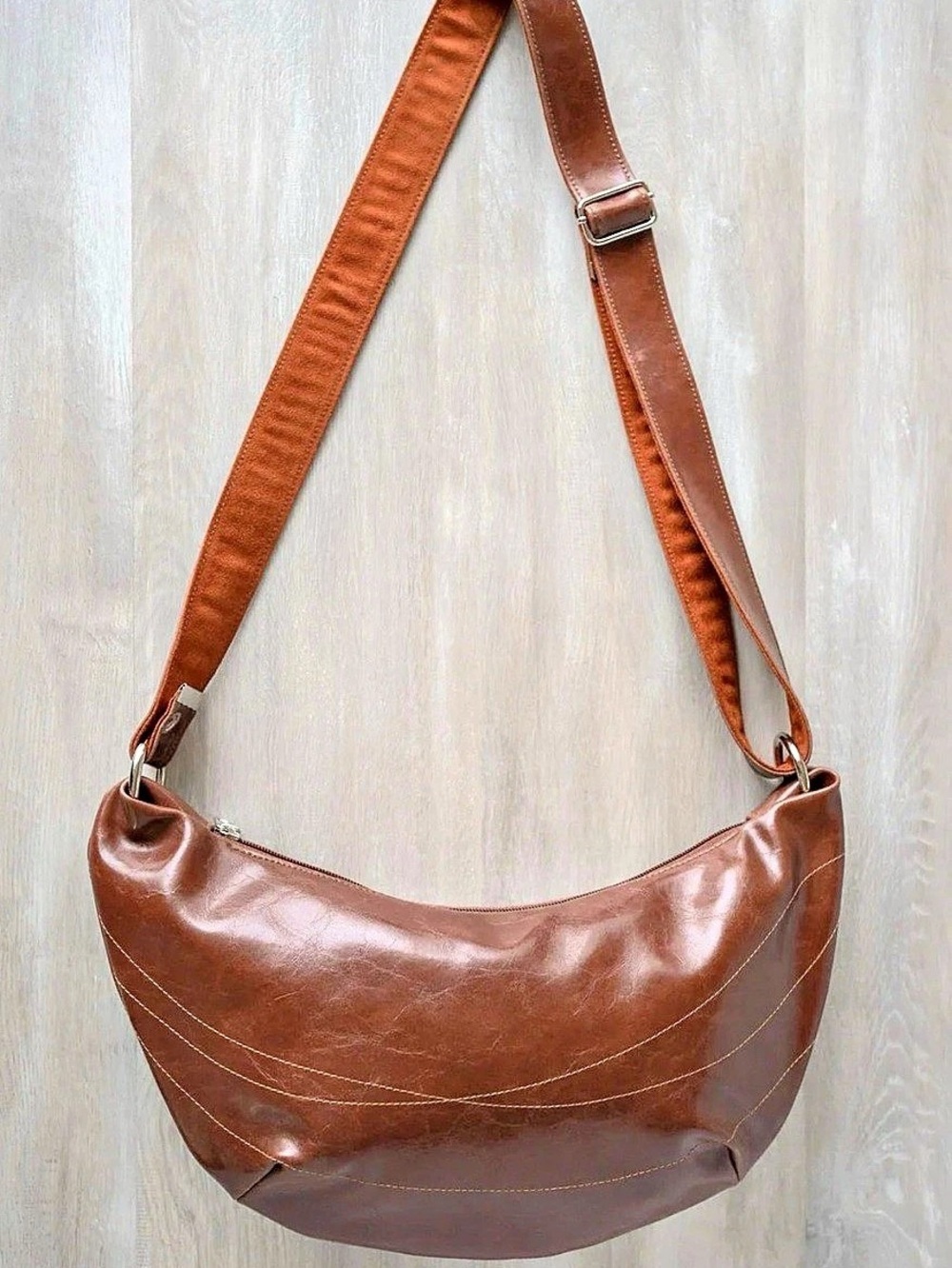 Medium Topstitch Hobo Bag in Brown by crystalyn kae